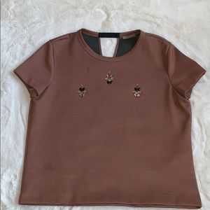 Zara-Short Sleeved Fancy Top w/ Rhinestones